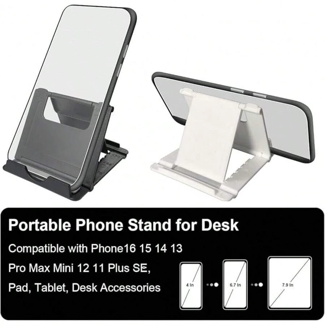 Alt view image 4 of 7 - Bks 2 Pack Foldable Phone Stand Holder Desktop Adjustable Viewing Angle ABS Material Compatible iPhone Android Tablet