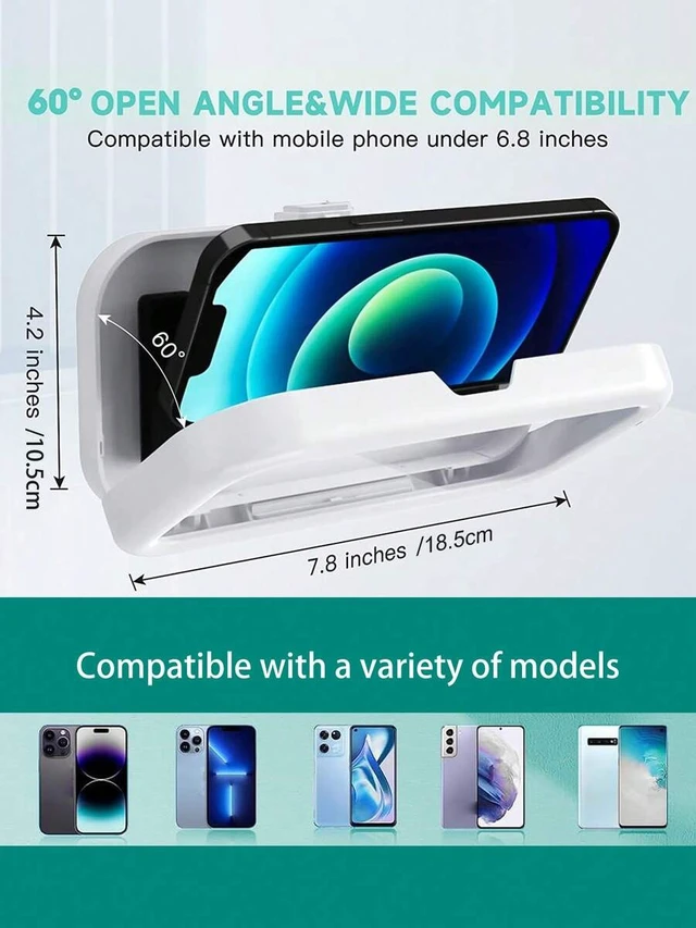 Alt view image 2 of 7 - Bks 360° Rotating Waterproof Shower Phone Holder Retractable Anti-Fog Touch-Screen Cover No-Drill Wall Mount For Bathroom Kitchen Fits 4-7 Inch Smartphones