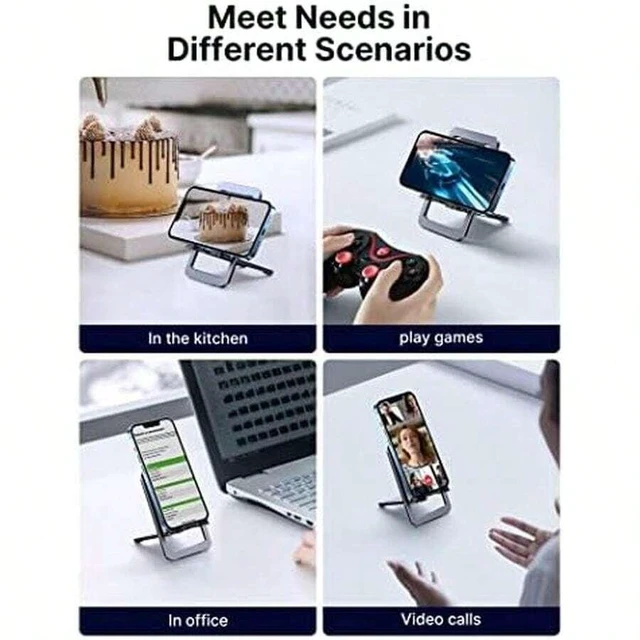 Alt view image 4 of 6 - Bks Cell Phone Stand Foldable Aluminum Adjustable Holder For Desk Portable Travel Office Accessories Compatible With iPhone Samsung Kindle
