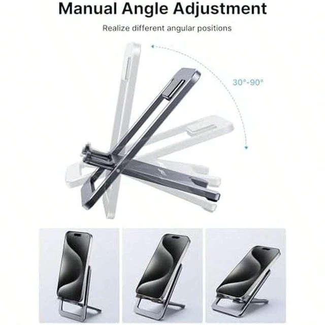 Alt view image 5 of 6 - Bks Cell Phone Stand Foldable Aluminum Adjustable Holder For Desk Portable Travel Office Accessories Compatible With iPhone Samsung Kindle