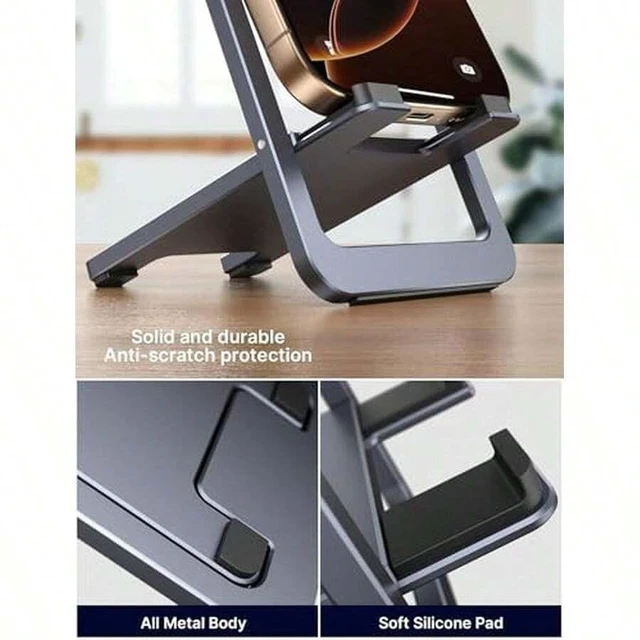 Alt view image 6 of 6 - Bks Cell Phone Stand Foldable Aluminum Adjustable Holder For Desk Portable Travel Office Accessories Compatible With iPhone Samsung Kindle