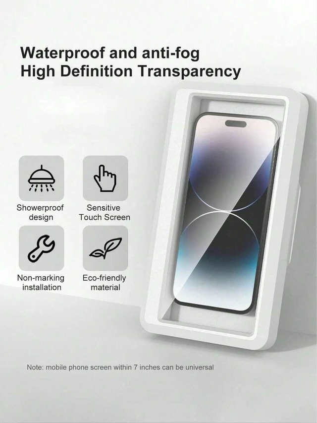 Alt view image 3 of 7 - Bks 360° Rotation Waterproof Shower Phone Holder Anti-Fog Touch Screen Wall Mount Box For Bathroom Kitchen Compatible With iPhone Android