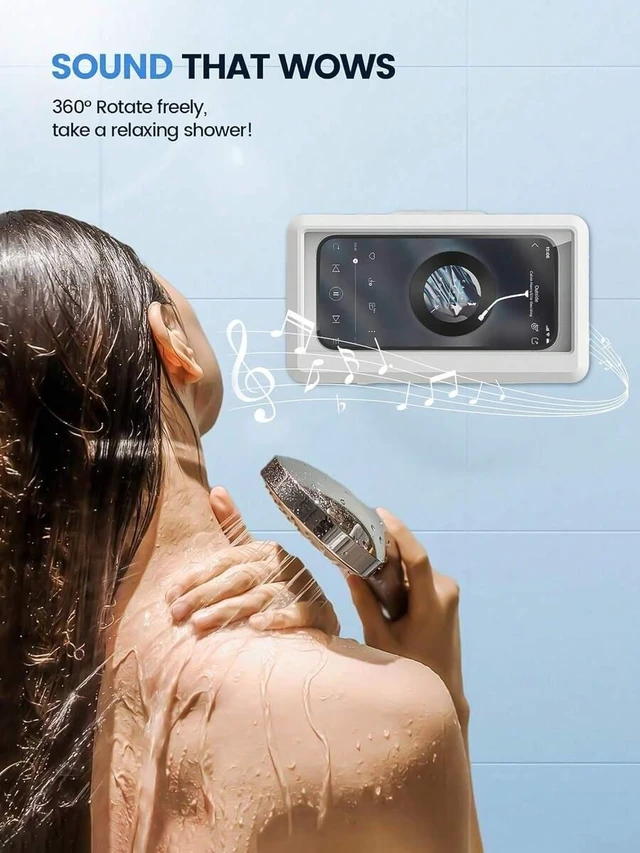 Alt view image 2 of 7 - Bks 360° Rotation Waterproof Shower Phone Holder Anti-Fog Touch Screen Wall Mount Box For Bathroom Kitchen Compatible With iPhone Android