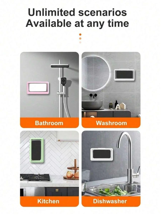 Alt view image 7 of 7 - Bks 360° Rotation Waterproof Shower Phone Holder Anti-Fog Touch Screen Wall Mount Box For Bathroom Kitchen Compatible With iPhone Android