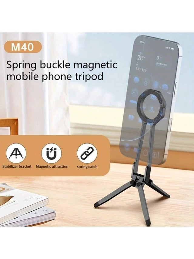 Alt view image 6 of 7 - Bks Magnetic Phone Stand Tripod Folding Aluminum Alloy Double Sided Quick Install Compatible With iPhone 16 15 14 12 Pro Max And Other Smartphones Home Outdoor Travel Fitness Portable