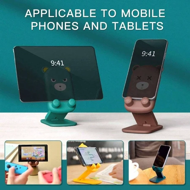 Alt view image 4 of 7 - Bks Foldable Adjustable Silicone Phone Stand Desk Holder Anti-Slip Compatible With iPhone Android Tablet