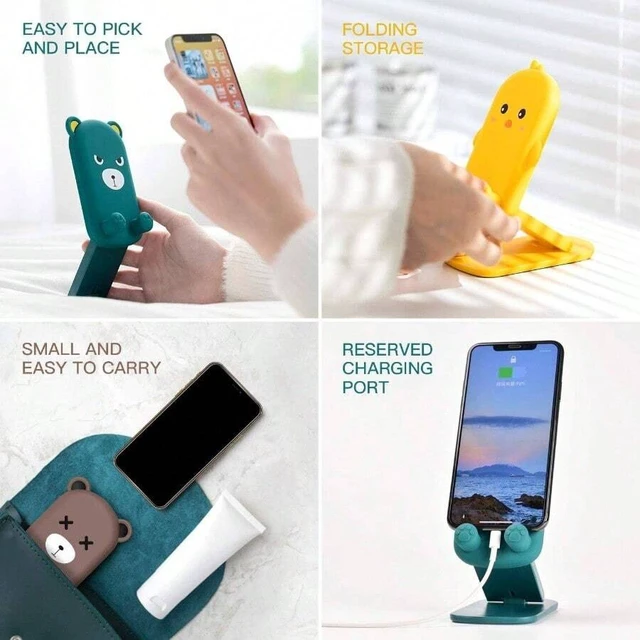 Alt view image 7 of 7 - Bks Foldable Adjustable Silicone Phone Stand Desk Holder Anti-Slip Compatible With iPhone Android Tablet