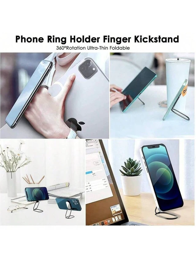 Alt view image 5 of 5 - Bks 360° Rotation Metal Phone Ring Holder Finger Kickstand Grip for Magnetic Car Mount Foldable Stand Compatible with iPhone Android Smartphones