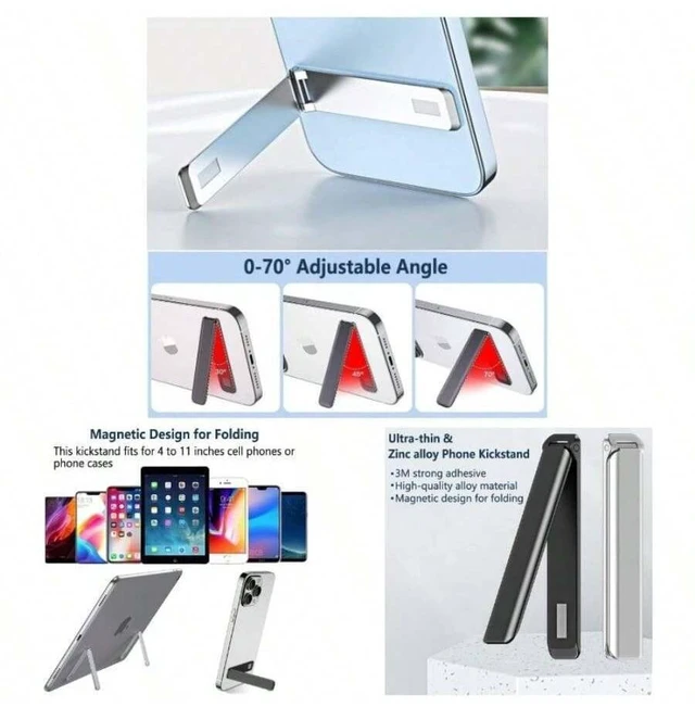 Main image of Bks Cell Phone Kickstand Aluminum Adjustable Desktop Holder Vertical Horizontal Stand Compatible iPhone Samsung All Smartphones Black