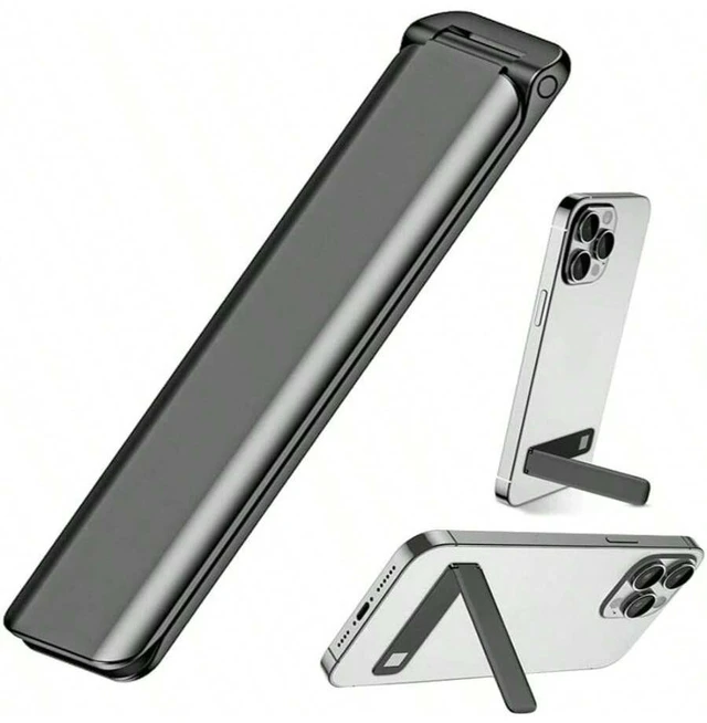 Alt view image 2 of 7 - Bks Cell Phone Kickstand Aluminum Adjustable Desktop Holder Vertical Horizontal Stand Compatible iPhone Samsung All Smartphones Black