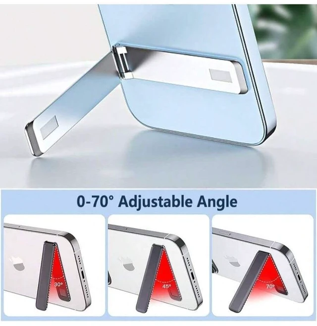 Alt view image 4 of 7 - Bks Cell Phone Kickstand Aluminum Adjustable Desktop Holder Vertical Horizontal Stand Compatible iPhone Samsung All Smartphones Black
