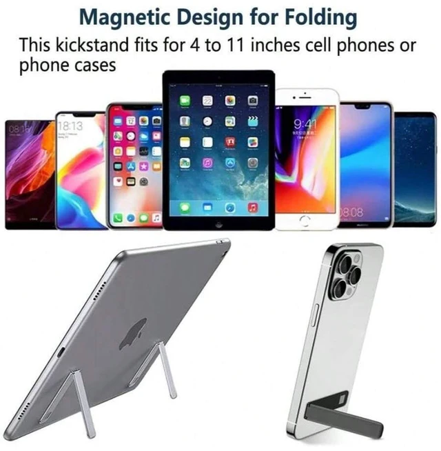 Alt view image 6 of 7 - Bks Cell Phone Kickstand Aluminum Adjustable Desktop Holder Vertical Horizontal Stand Compatible iPhone Samsung All Smartphones Black
