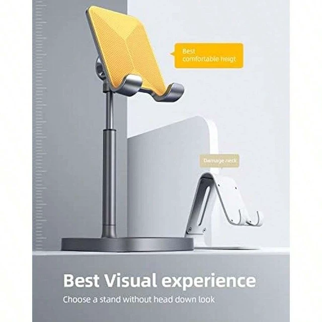Alt view image 2 of 6 - Bks Adjustable Phone Stand Holder for Desk Video Recording Ergonomic Angle Support Fits iPhone iPad Tablet Case 4 to 10 Inch