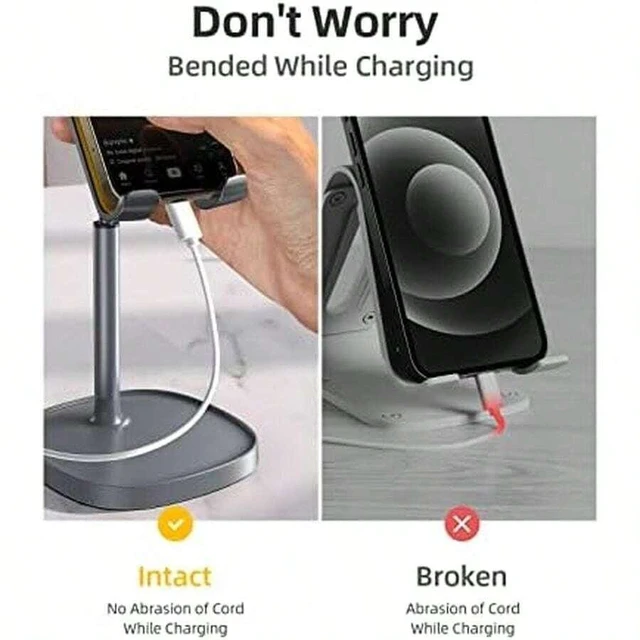 Alt view image 4 of 6 - Bks Adjustable Phone Stand Holder for Desk Video Recording Ergonomic Angle Support Fits iPhone iPad Tablet Case 4 to 10 Inch