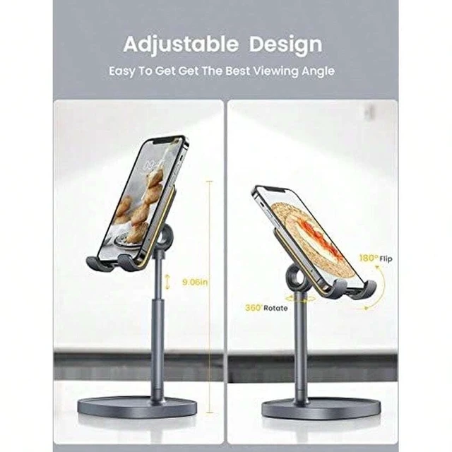 Alt view image 6 of 6 - Bks Adjustable Phone Stand Holder for Desk Video Recording Ergonomic Angle Support Fits iPhone iPad Tablet Case 4 to 10 Inch