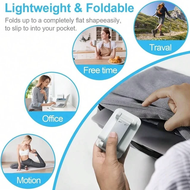 Alt view image 3 of 7 - Bks Foldable Desktop Phone Stand Fully Adjustable Portable Desk Accessory Compatible With All Smartphones