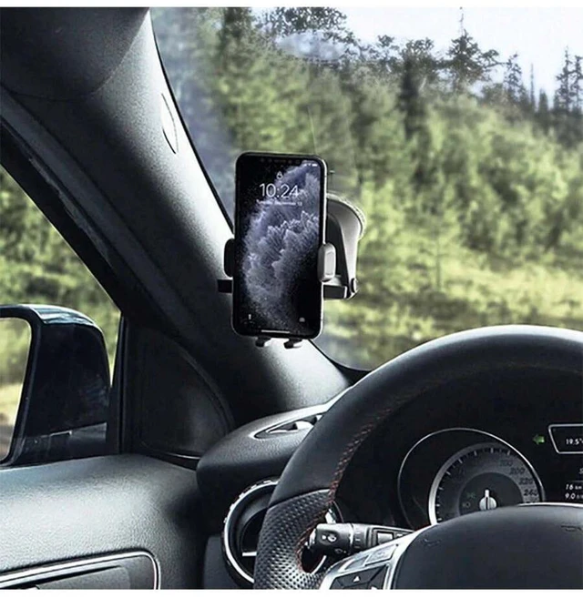 Main image of Bks Universal Car Phone Mount Dashboard Windshield Holder One Touch Lock Compatible iPhone Android Smartphone