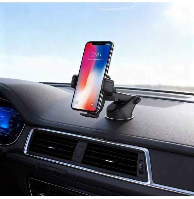 Alt view image 2 of 7 - Bks Universal Car Phone Mount Dashboard Windshield Holder One Touch Lock Compatible iPhone Android Smartphone