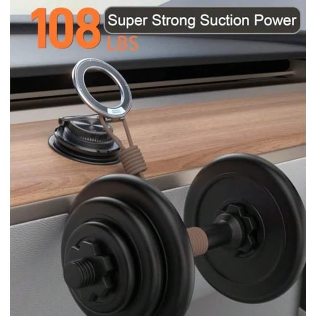Alt view image 5 of 7 - Bks 360° Suction Cup Phone Mount Zinc Alloy 109LBS Strong Vacuum Magnetic Car Holder for MagSafe iPhone Android