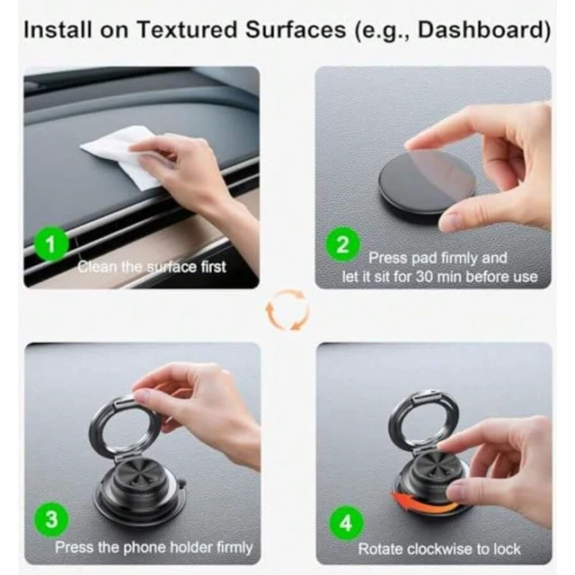 Alt view image 7 of 7 - Bks 360° Suction Cup Phone Mount Zinc Alloy 109LBS Strong Vacuum Magnetic Car Holder for MagSafe iPhone Android