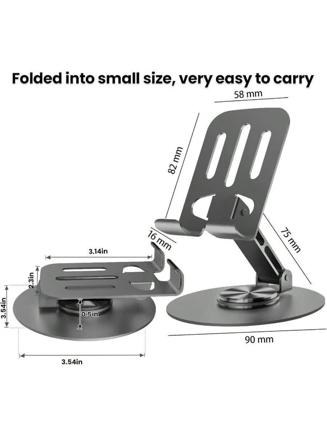 Alt view image 4 of 7 - Bks Universal Metal Cell Phone Stand, Adjustable 360 Rotation Non-Slip Desktop Holder Compatible With iPhone 17 16 15 Pro Max Android Smartphones