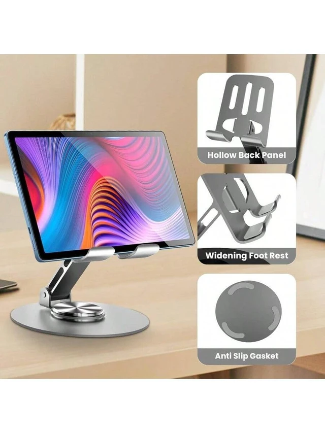 Alt view image 6 of 7 - Bks Universal Metal Cell Phone Stand, Adjustable 360 Rotation Non-Slip Desktop Holder Compatible With iPhone 17 16 15 Pro Max Android Smartphones