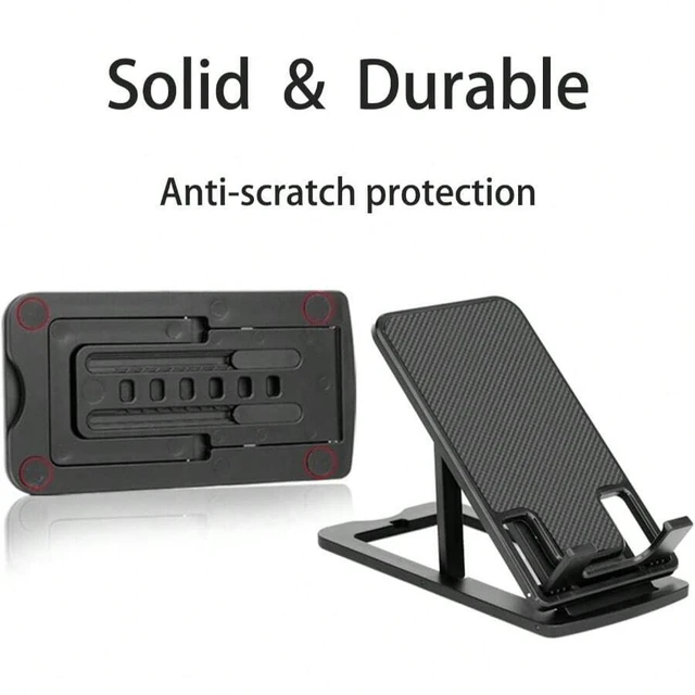 Alt view image 6 of 7 - Bks Foldable Desktop Phone Stand Adjustable Angle Portable Holder for All Smartphones Tablets Up to 10 Inch Stable Non Slip Base Black