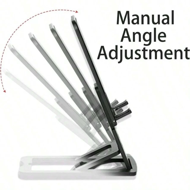 Alt view image 7 of 7 - Bks Foldable Desktop Phone Stand Adjustable Angle Portable Holder for All Smartphones Tablets Up to 10 Inch Stable Non Slip Base Black