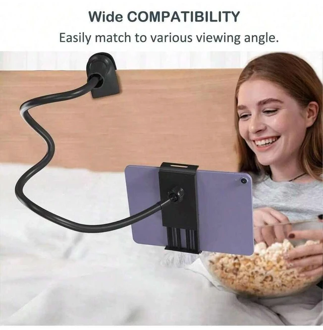 Alt view image 2 of 3 - Bks Universal Desktop Tablet Holder Phone Stand 360 Rotation Swivel Arm Bedside Lazy Shelf Compatible with iPhone Android Mobile Phones