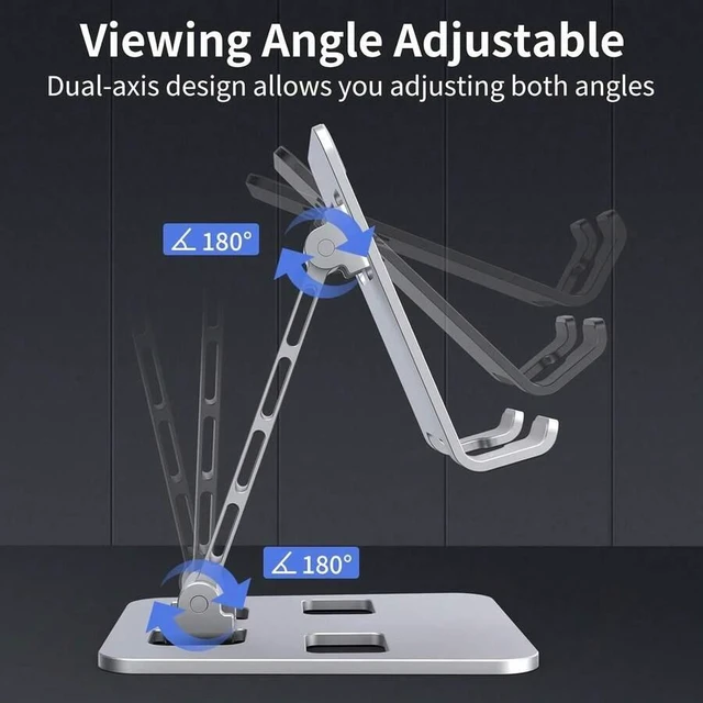 Alt view image 2 of 3 - Bks Cell Phone Stand For Desk - 360 Rotation Sturdy Adjustable Desktop Holder Foldable Mobile Stand Office Accessories for iPhone Galaxy