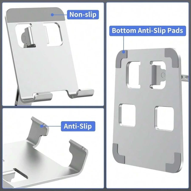Alt view image 3 of 3 - Bks Cell Phone Stand For Desk - 360 Rotation Sturdy Adjustable Desktop Holder Foldable Mobile Stand Office Accessories for iPhone Galaxy