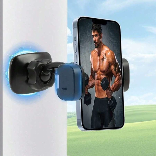 Main image of Bks Magnetic Phone Holder For Gym - 360 Adjustable Strong Portable Magnet Mount Workout Recording Fitness Accessories Compatible With Android iPhone