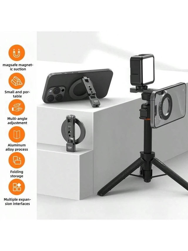 Alt view image 2 of 6 - Bks Magnetic Phone Holder MagSafe Cold Shoe Mount Tripod Stand Heavy Duty Compatible iPhone Android Universal Desktop Car Gift