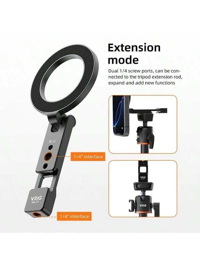 Alt view image 5 of 6 - Bks Magnetic Phone Holder MagSafe Cold Shoe Mount Tripod Stand Heavy Duty Compatible iPhone Android Universal Desktop Car Gift