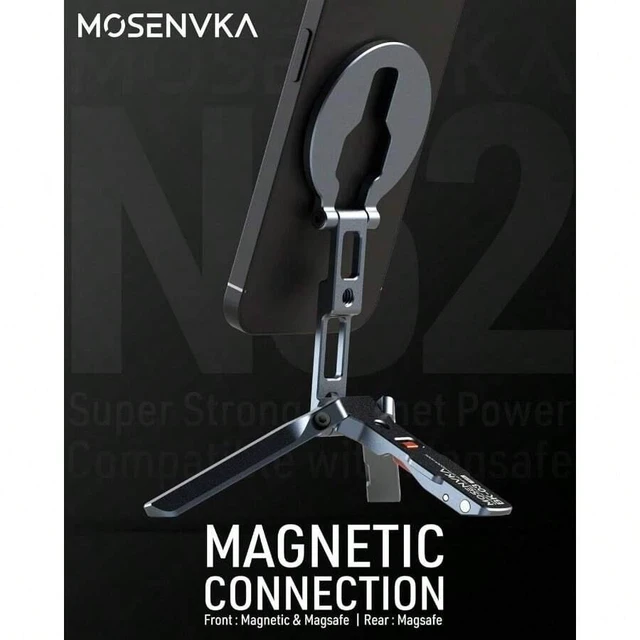 Alt view image 7 of 7 - Bks Magnetic Phone Stand Ultra Portable Aluminum 3-Leg Holder with Strong Magnets Arca-1/4 Inch Screw Hole Foldable Hook Compatible With iPhone Android