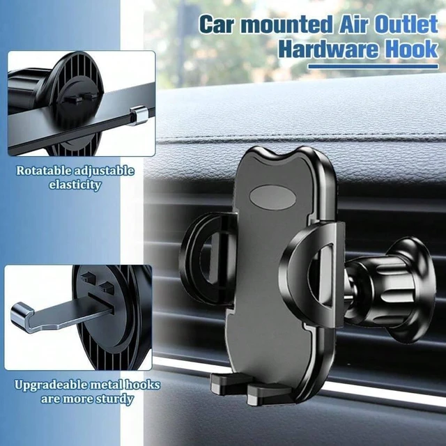 Alt view image 3 of 6 - Bks Car Phone Holder 360 Rotatable Vent Mount with Metal Hook Clip Universal for Most Smartphones