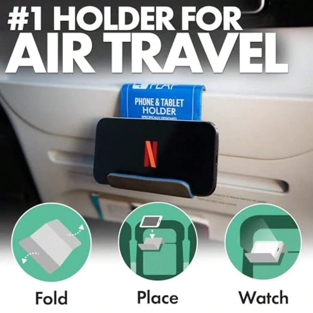 Alt view image 3 of 7 - Bks Flexible Airplane Phone Holder Folding Cellphone Stand For Desk Bed Office Treadmill - Plane Essentials Blue