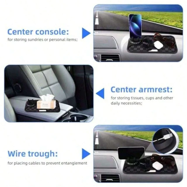 Alt view image 7 of 7 - Bks Multifunctional Car Anti-Slip Phone Holder Mat 360 Rotatable Dashboard Stand Non Slip Pad for Mobile Cell Phones