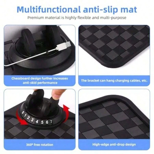 Alt view image 6 of 7 - Bks Multifunctional Car Anti-Slip Phone Holder Mat 360 Rotatable Dashboard Stand Non Slip Pad for Mobile Cell Phones