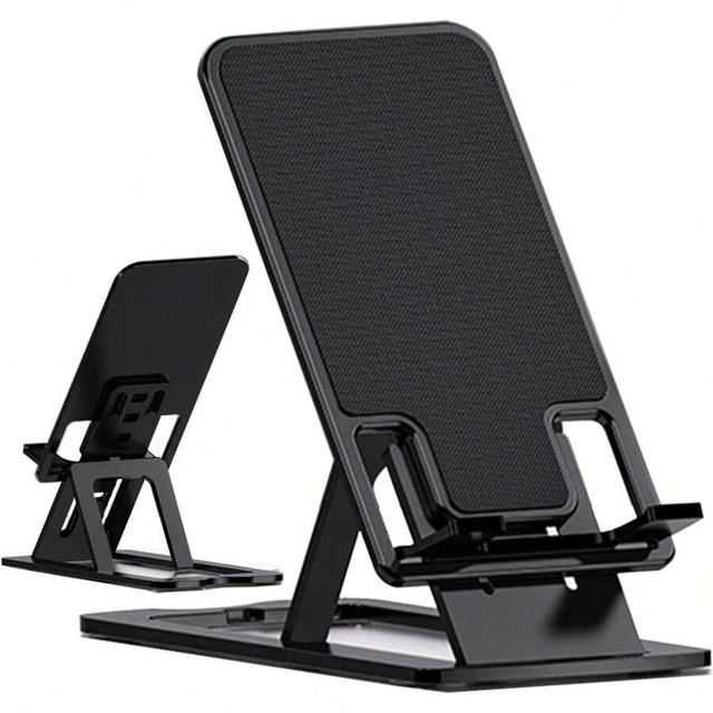 Alt view image 3 of 7 - Bks Foldable Desktop Phone Stand Adjustable Angle Non-Slip Base Compatible With All Mobile Phones Tablets Up to 10 Inch Black