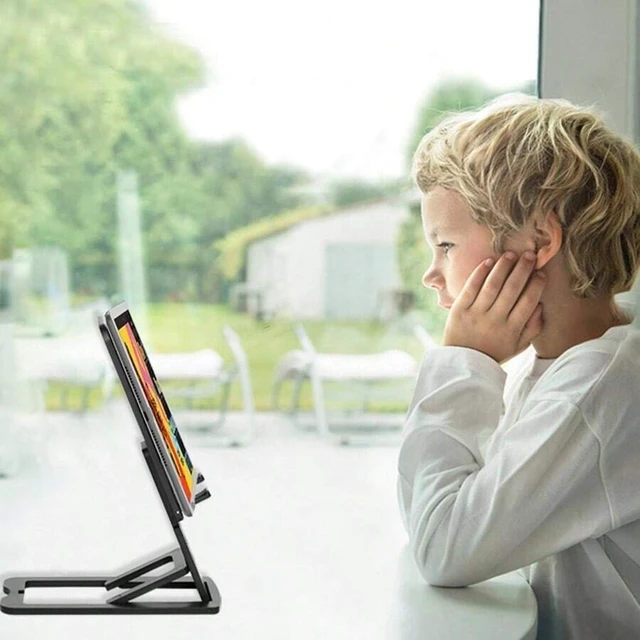 Alt view image 4 of 7 - Bks Foldable Desktop Phone Stand Adjustable Angle Non-Slip Base Compatible With All Mobile Phones Tablets Up to 10 Inch Black