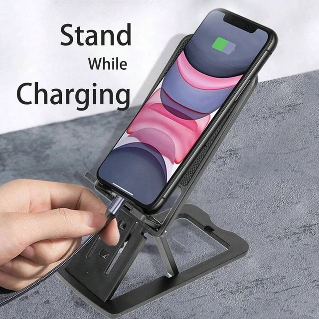 Alt view image 5 of 7 - Bks Foldable Desktop Phone Stand Adjustable Angle Non-Slip Base Compatible With All Mobile Phones Tablets Up to 10 Inch Black