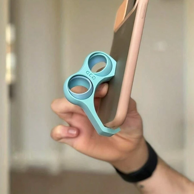Alt view image 3 of 7 - Bks Minimalist Special-Shaped Phone Stand 2 Holders Finger Grip Reduce Pressure Compact Design Simple Accessories High-Quality Support For Gamers Texting