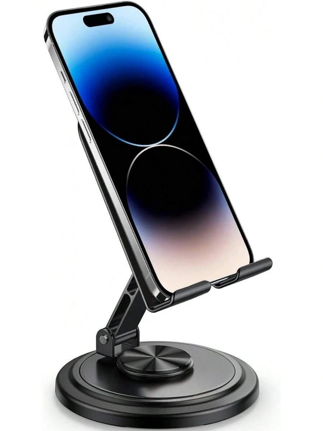 Main image of Bks Adjustable Rotating Cell Phone Stand For Desk, 360 Rotation Desktop Phone Holder With Anti-Slip Base Office Desk Accessories Compatible With Iphone 17 16 15 14 Pro Max Air All Smart Phones Spring