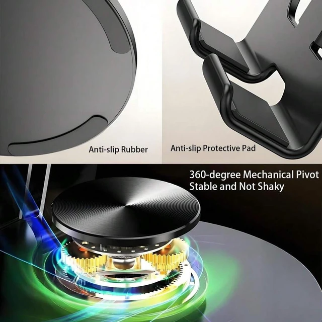 Alt view image 5 of 6 - Bks Adjustable Rotating Cell Phone Stand For Desk, 360 Rotation Desktop Phone Holder With Anti-Slip Base Office Desk Accessories Compatible With Iphone 17 16 15 14 Pro Max Air All Smart Phones Spring