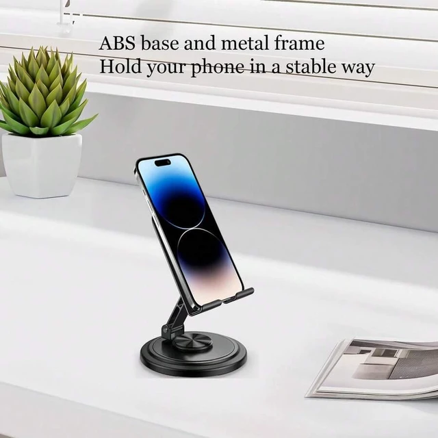 Alt view image 6 of 6 - Bks Adjustable Rotating Cell Phone Stand For Desk, 360 Rotation Desktop Phone Holder With Anti-Slip Base Office Desk Accessories Compatible With Iphone 17 16 15 14 Pro Max Air All Smart Phones Spring