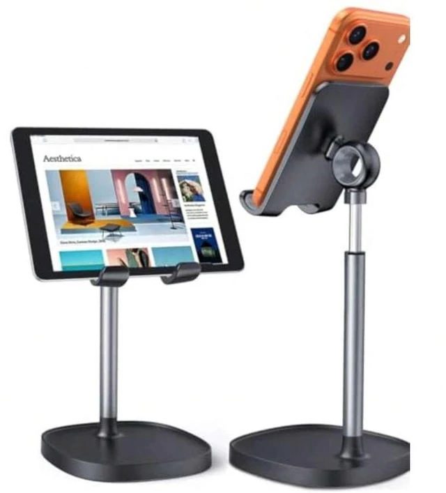 Main image of Bks Adjustable Cell Phone Stand Desktop Holder Ergonomic Angle Height Fit iPhone Android Tablet Case 4-10 Inch Black