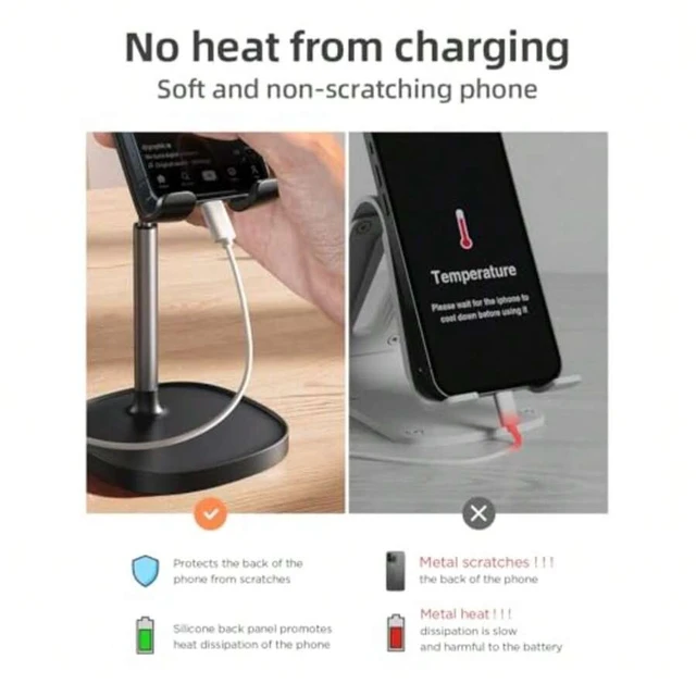 Alt view image 5 of 7 - Bks Adjustable Cell Phone Stand Desktop Holder Ergonomic Angle Height Fit iPhone Android Tablet Case 4-10 Inch Black