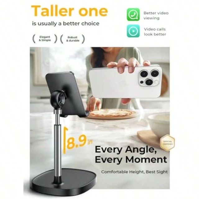 Alt view image 5 of 7 - Bks Adjustable Phone Stand For Desk 4-10 Inch Tablet Holder Ergonomic Angle Height Fit Box Case Office Gaming Video Recording