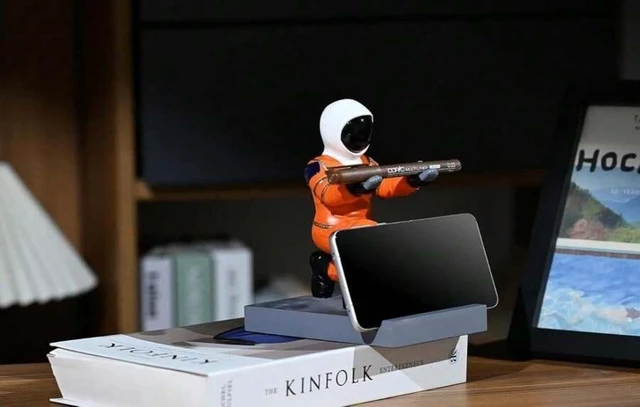 Alt view image 4 of 7 - Bks Astronaut Resin Pen Holder Desktop Organizer Phone Stand Device Holder Decorative Office Desk Accessory (Orange&Black)